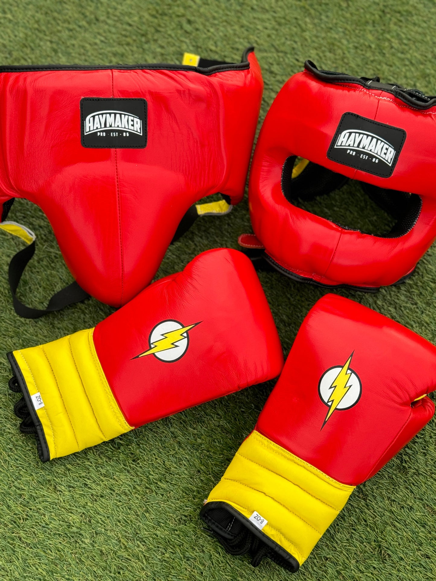 FLASH SET RED | BOXING GLOVES & SPARRING SET 100% LEATHER