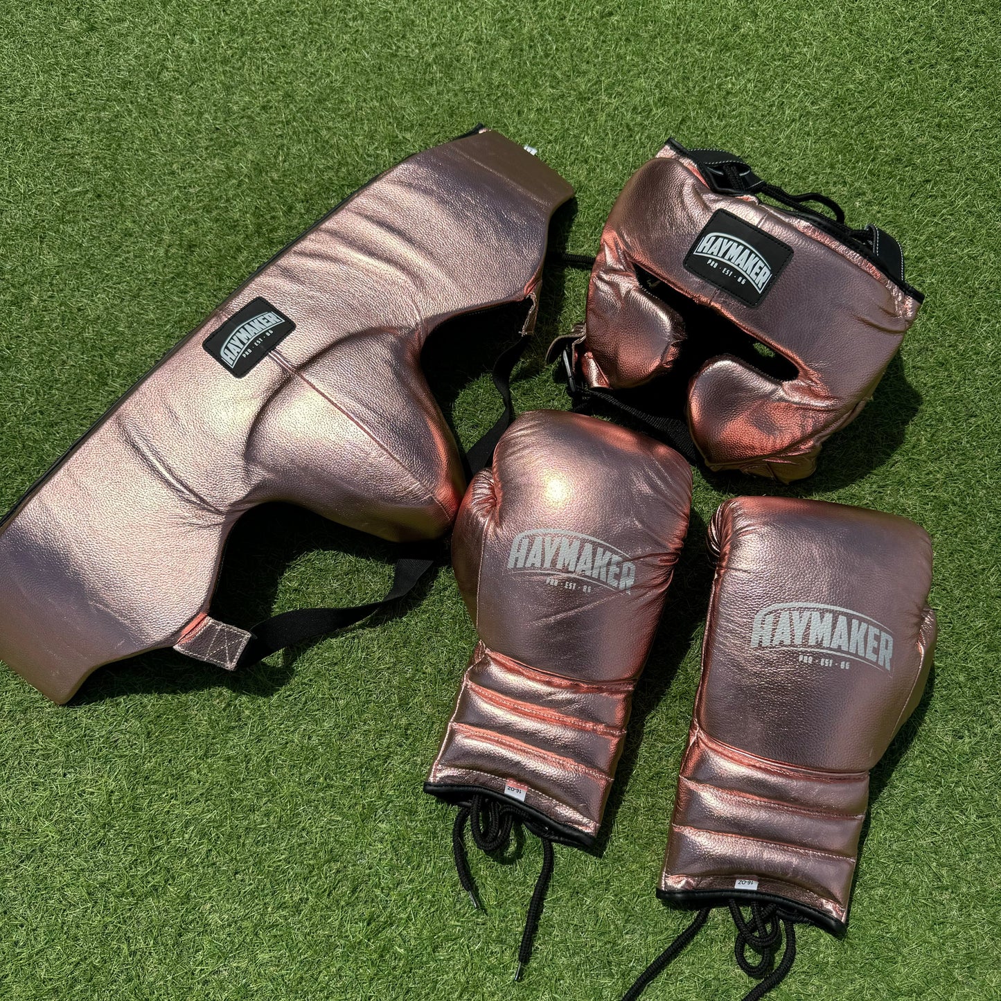 METALLIC ROSE GOLD | BOXING GLOVES & SPARRING SET | 100% LEATHER