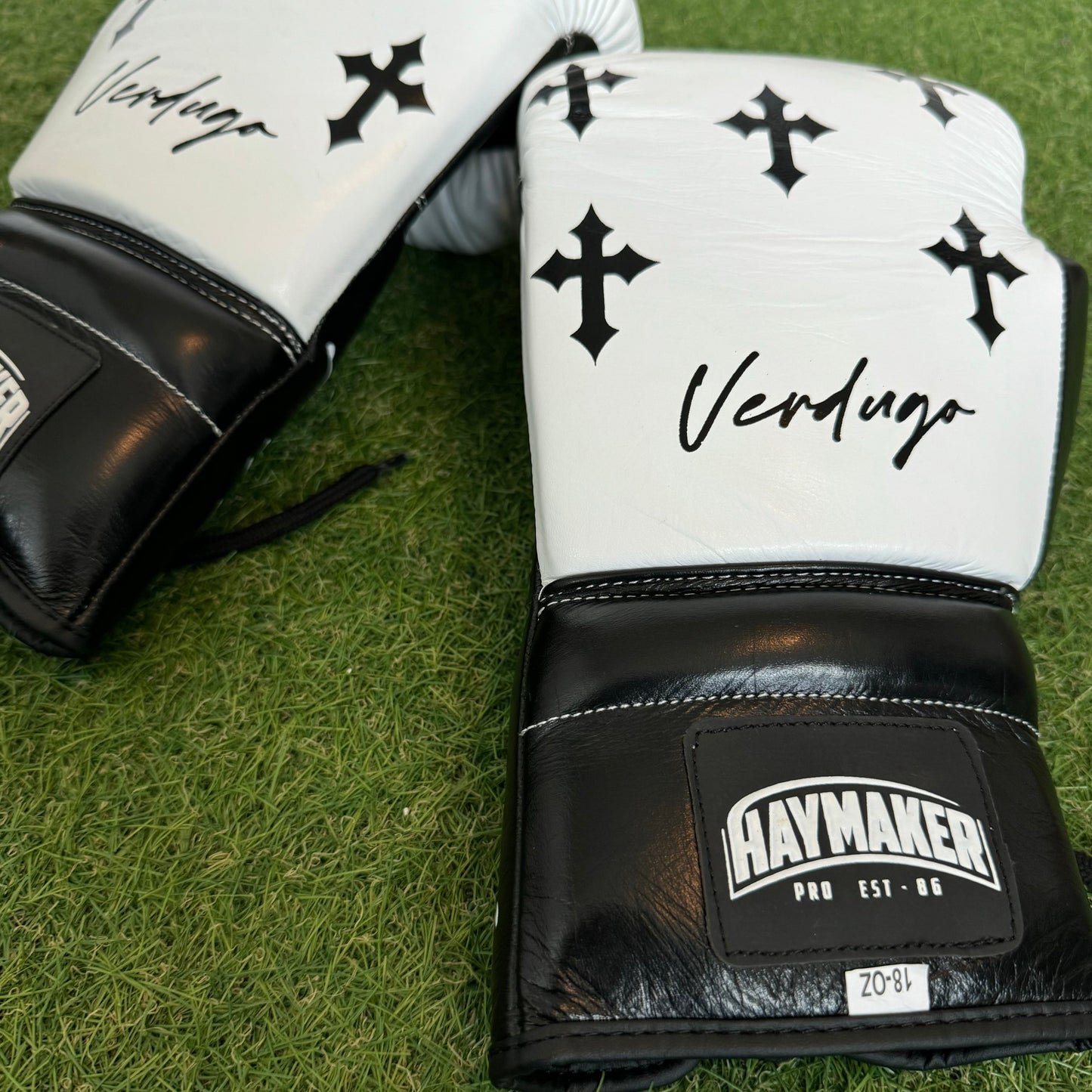 BLK & WHITE| CRUCIFIX | BOXING GLOVES & SPARRING SET | 100% LEATHER