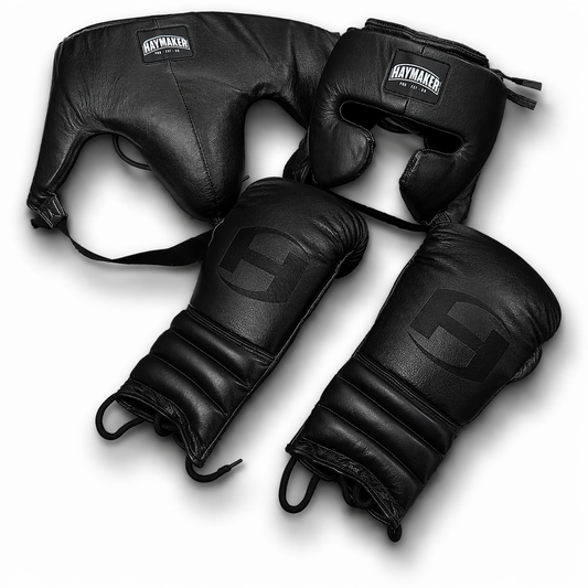 MATTE BLACK | BOXING GLOVES & SPARRING SET 100% LEATHER