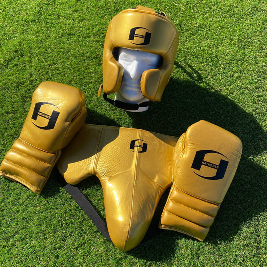 GOLD | BOXING GLOVES & SPARRING SET 100% LEATHER